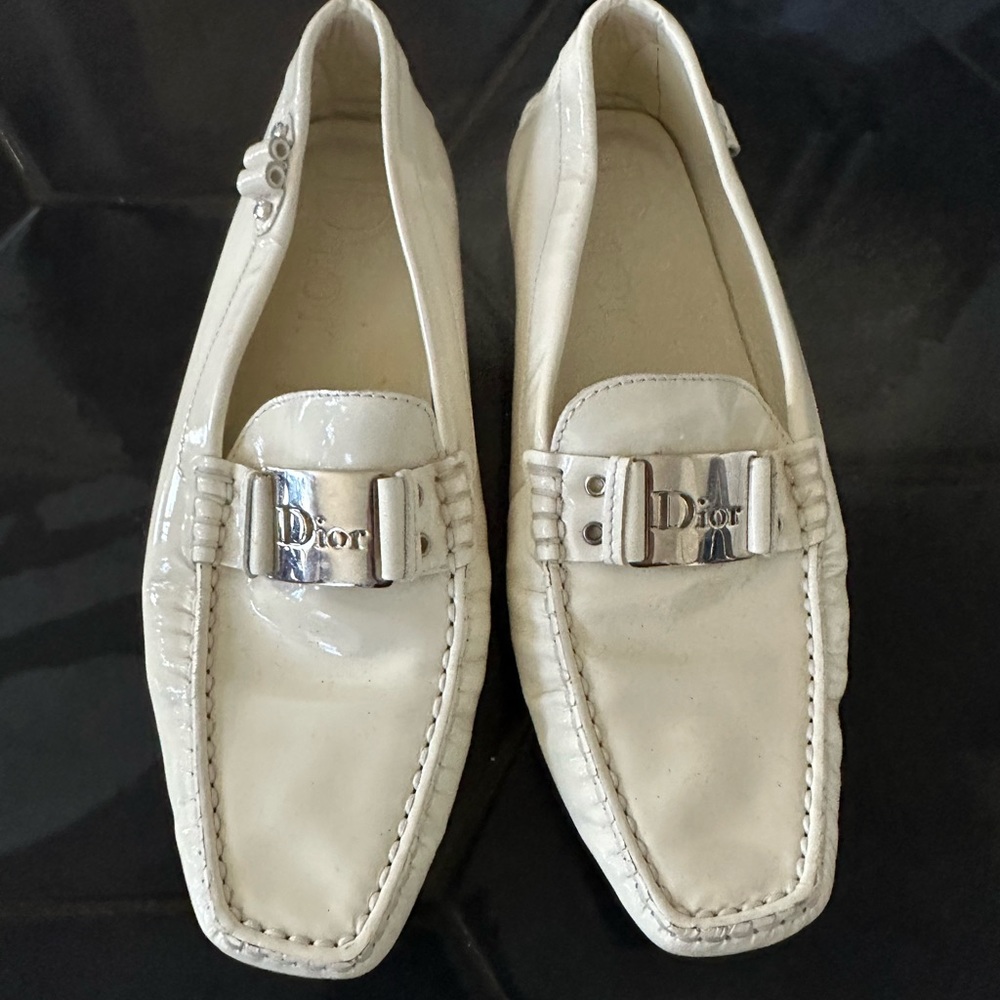 White patent leather Dior Loafers Sz 40